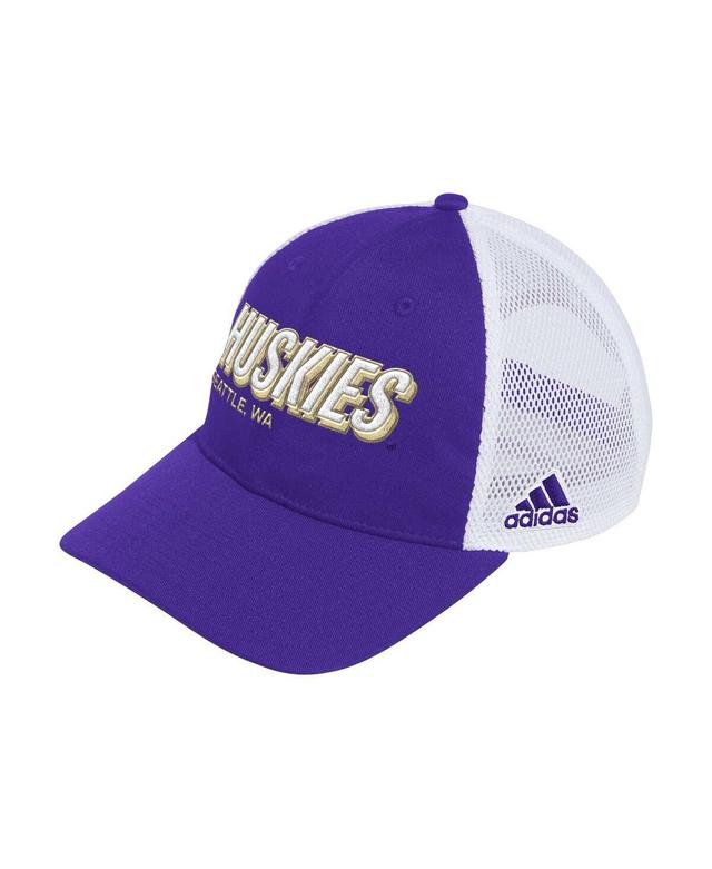 Mens adidas Washington Huskies Mascot Block Letter Slouch Trucker Adjustable Hat Product Image