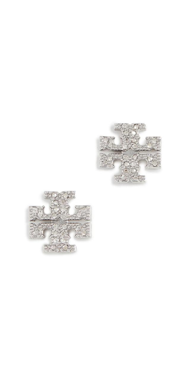 Tory Burch Crystal Logo Stud Earrings Product Image