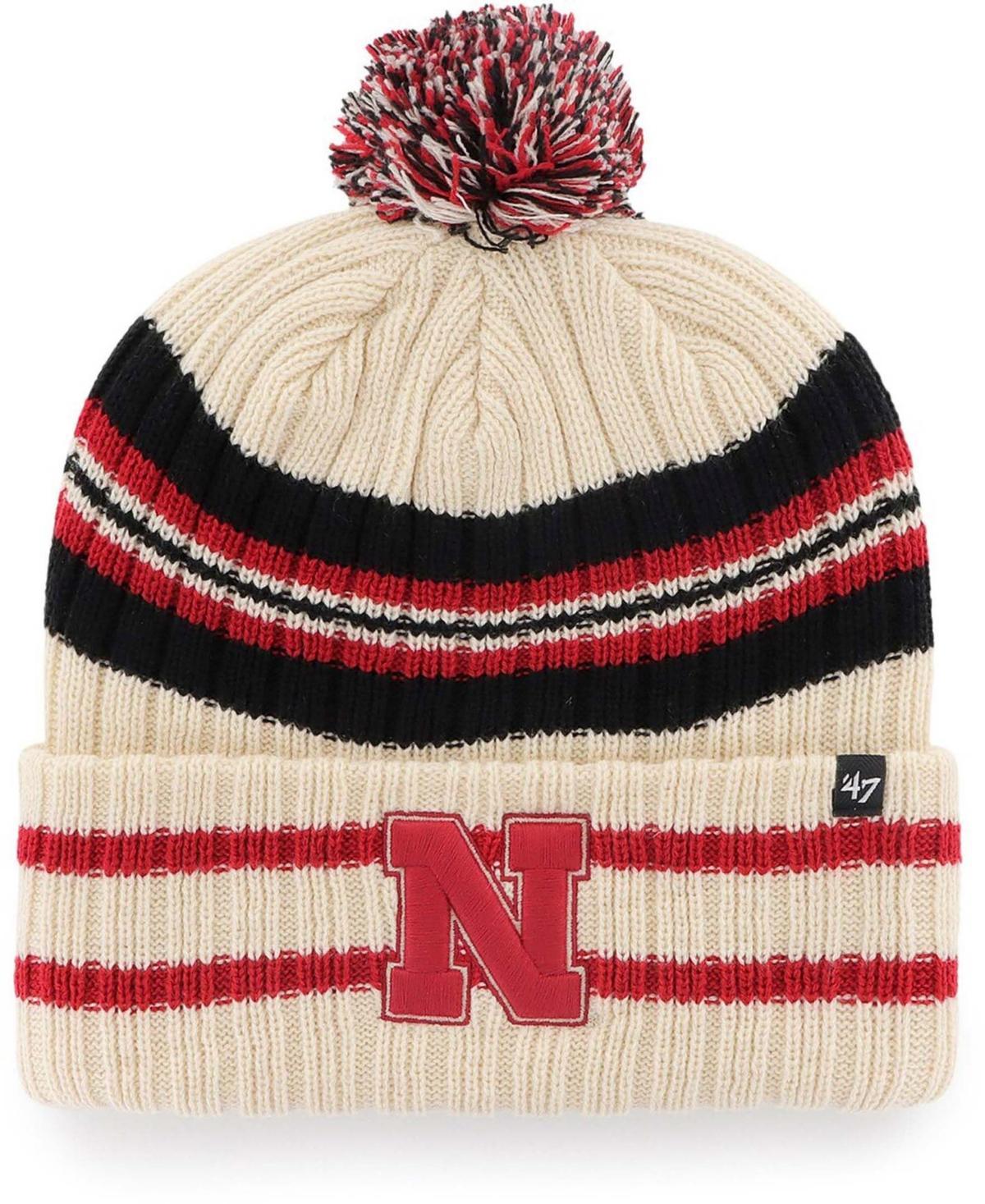 Mens Natural Nebraska Huskers Hone Cuffed Knit Hat with Pom Product Image