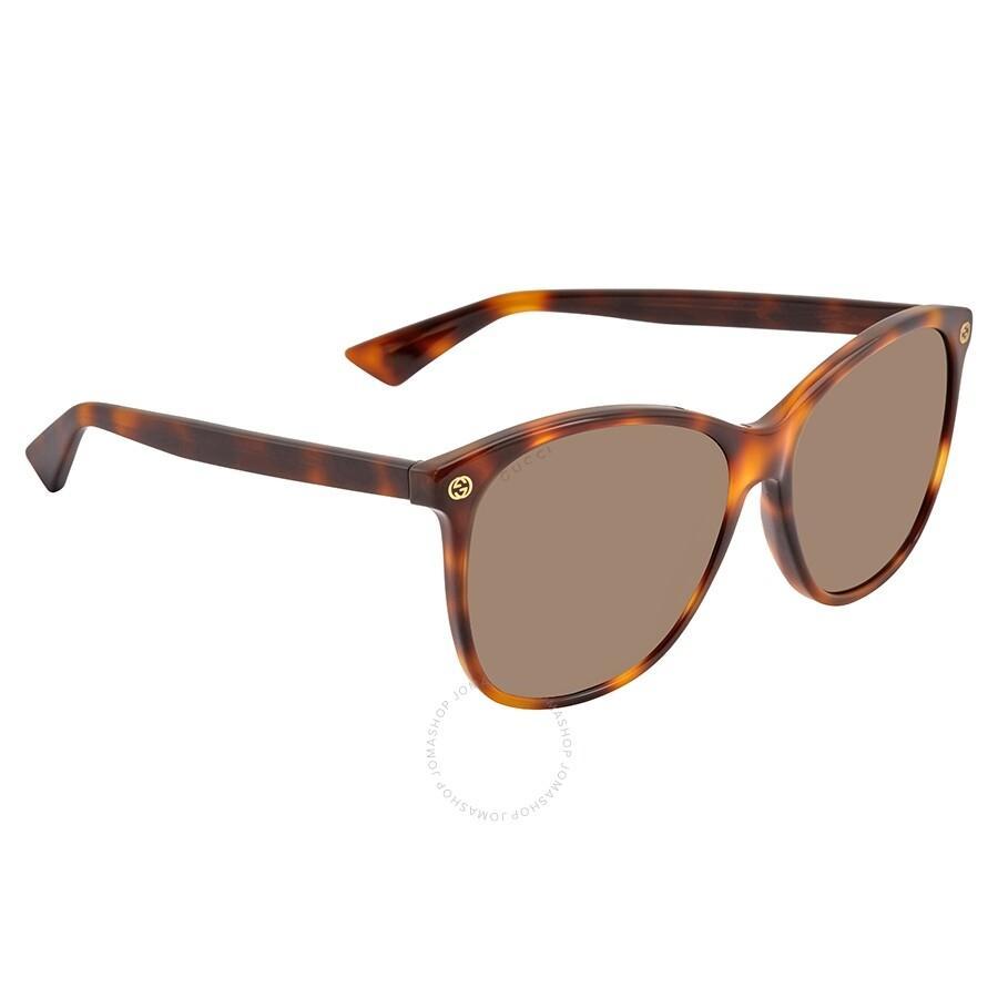 Gg0024 Brown Oval Ladies Sunglasses Gg0024s 002 58 In Tortoise/brown Product Image