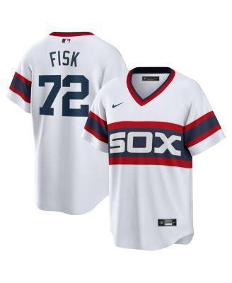 Mens Nike Carlton Fisk White Distressed Chicago White Sox Home Cooperstown Collection Team Player Jersey - White Product Image