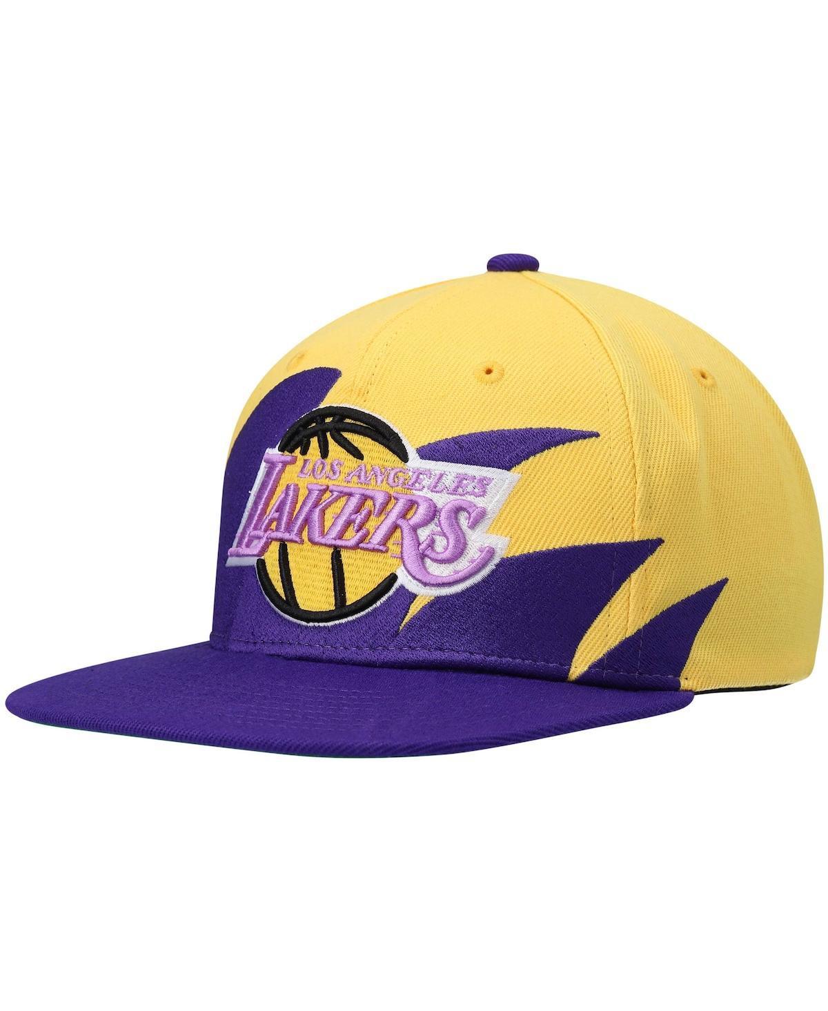 Mens Mitchell & Ness Gold and Purple Los Angeles Lakers Hardwood Classics Sharktooth Snapback Hat - Gold Product Image