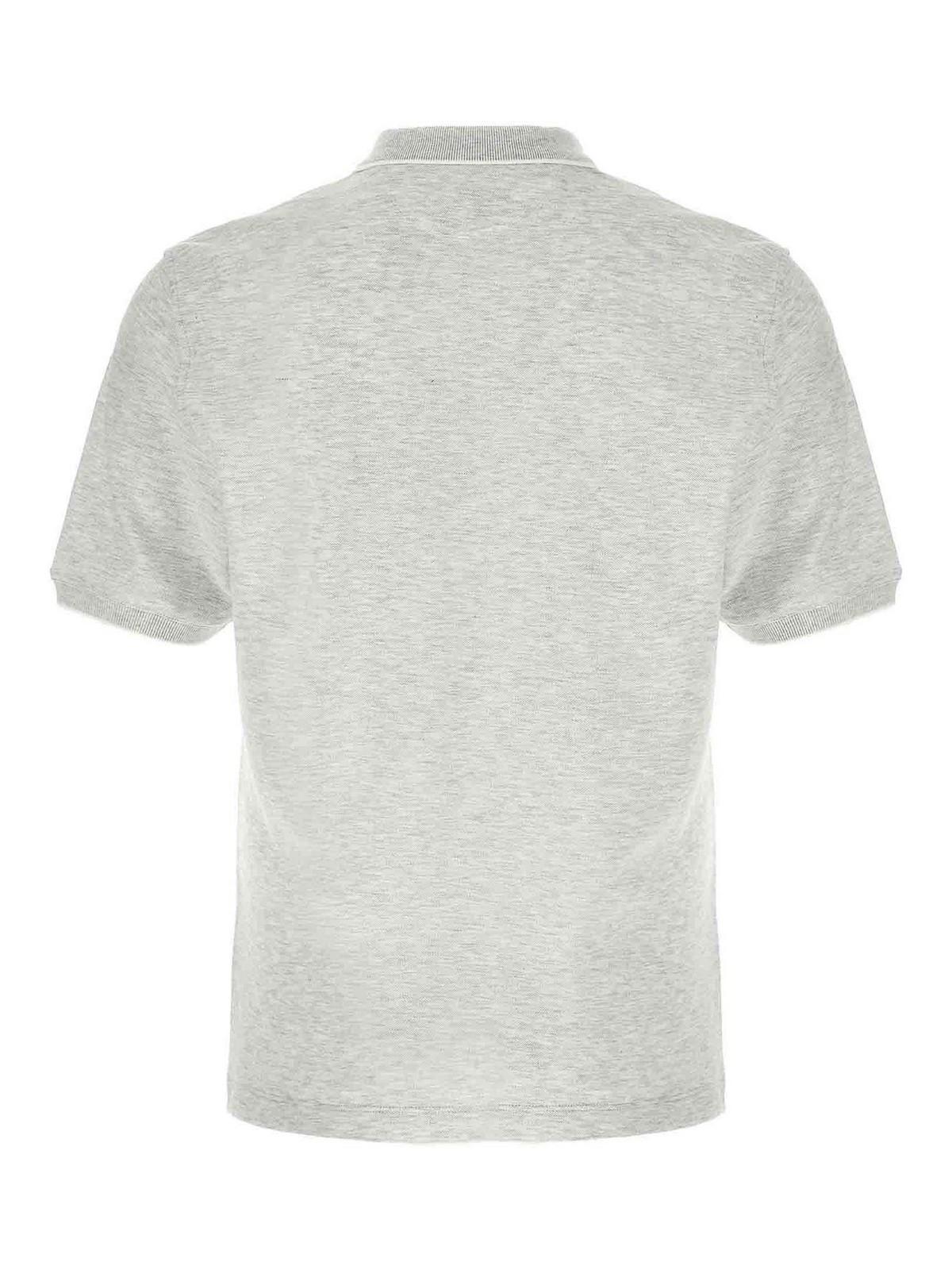 BRUNELLO CUCINELLI Grey Logo Piqu Polo Shirt Product Image