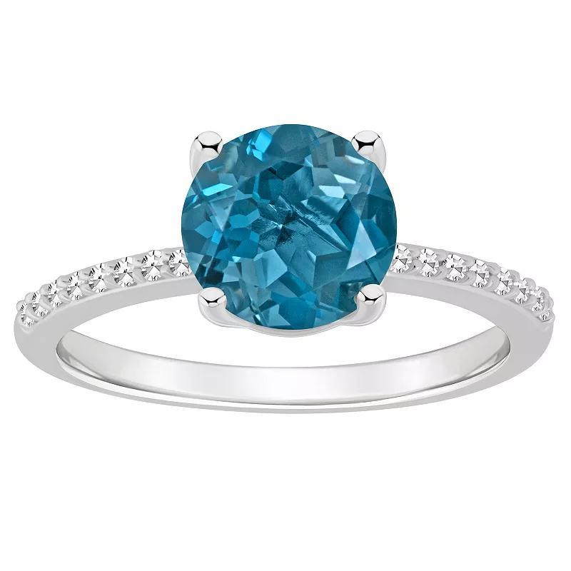 Macys London Blue Topaz (2-2/5 ct. t.w.) and Diamond (1/10 ct. t.w.) Ring in Sterling Silver Product Image