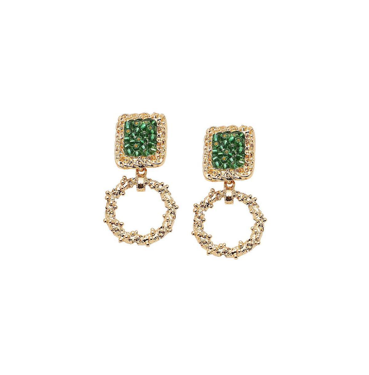 Sohi Womens Green Circular Drop Earrings Product Image