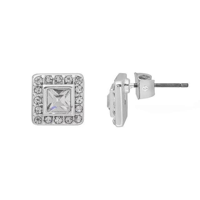 LC Lauren Conrad Silver Tone Crystal Square Stud Earrings, Womens, Clear Product Image