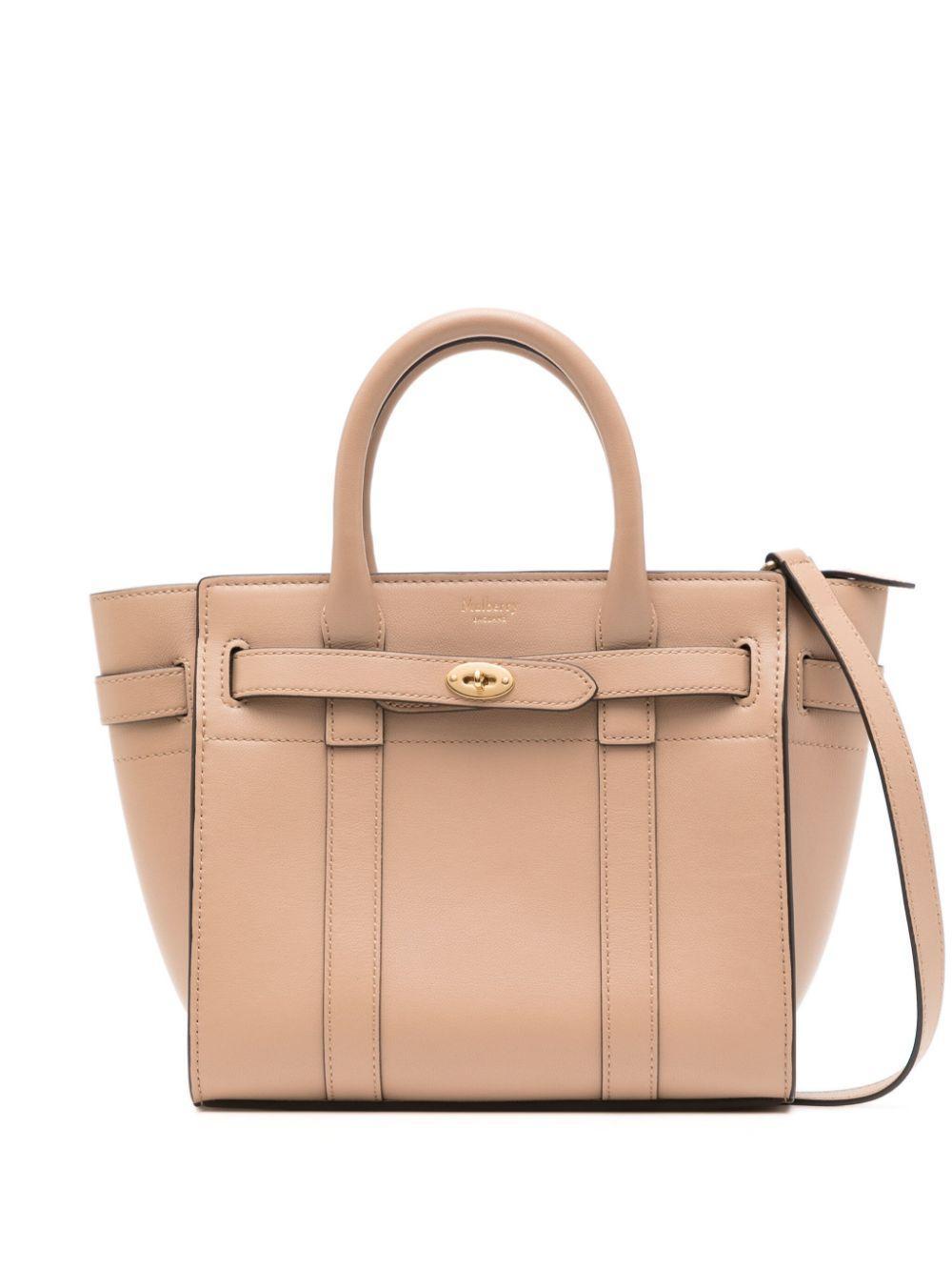 MULBERRY Zipped Bayswater Leather Mini Bag In Beige Product Image