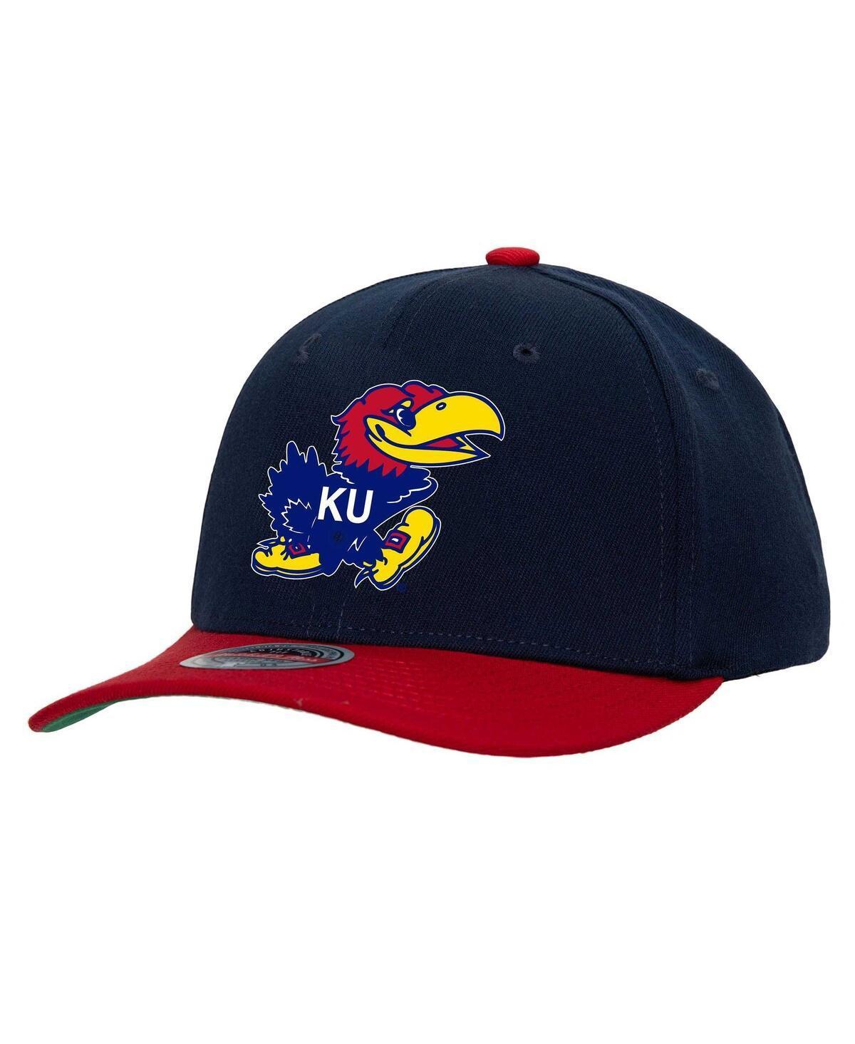 Mens Mitchell & Ness /Red Kansas Jayhawks 2-Tone 2.0 Snapback Hat, Blue Product Image