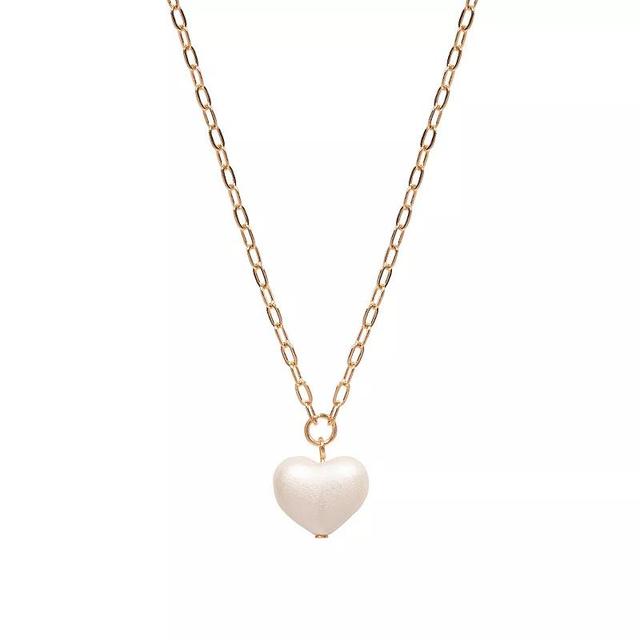 LC Lauren Conrad Heart Shaped Simulated Pearl Pendant Necklace, Womens, White Product Image