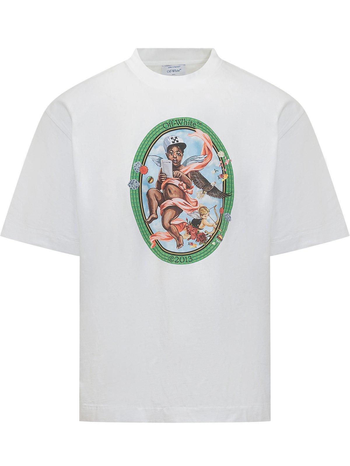 OFF-WHITE Fresco Oval Crewneck T-shirt In White Product Image