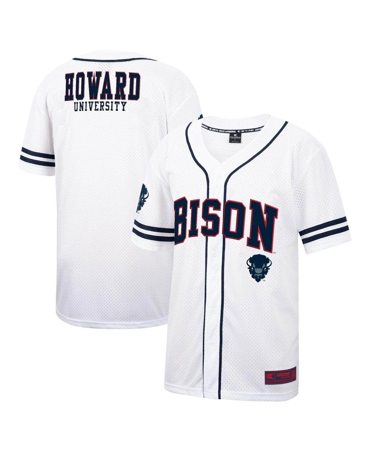 Mens Colosseum White Howard Bison Free Spirited Mesh Button-Up Baseball Jersey - White Product Image