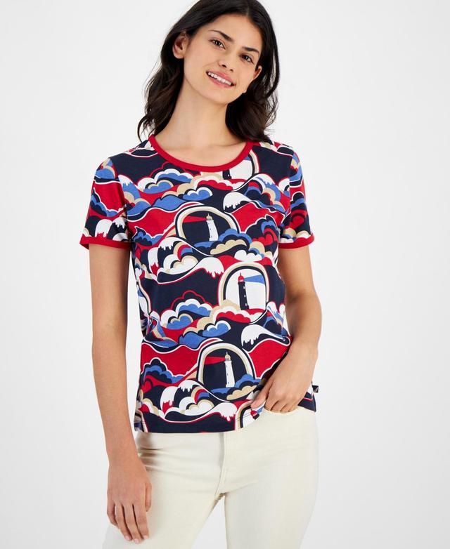 Nautica Jeans Womens Lighthouse-Print T-Shirt Product Image