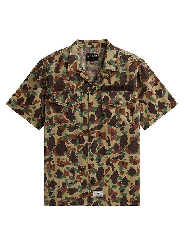 Mens Camouflage Linen & Cotton-Blend Camp Shirt Product Image