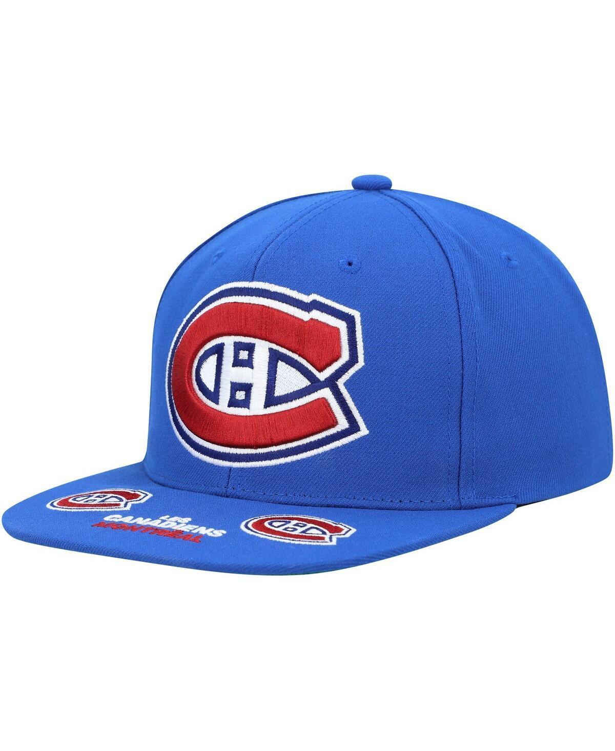 Mens Mitchell & Ness Blue Montreal Canadiens Vintage Hat Trick Snapback Hat Product Image