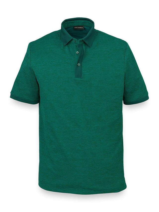 Textured Three Button Polo - Green Product Image