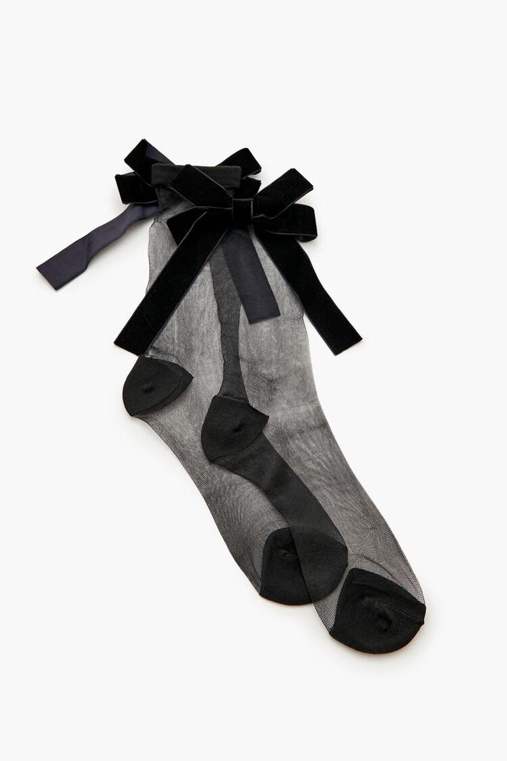 Sheer Colorblock Bow Crew Socks | Forever 21 Product Image