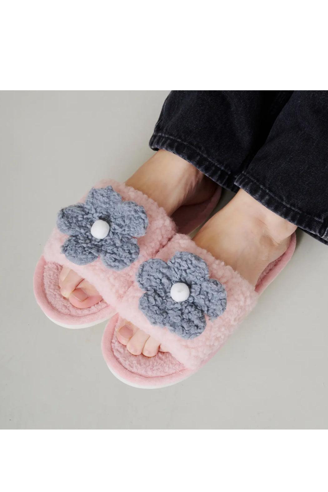 Floral Faux Fur Slippers Female Product Image