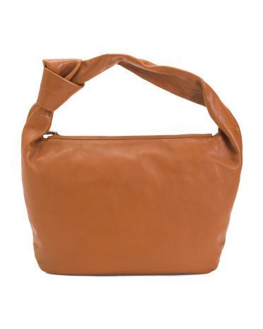 Leather Crescent Knotted Shoulder Bag For Women product image