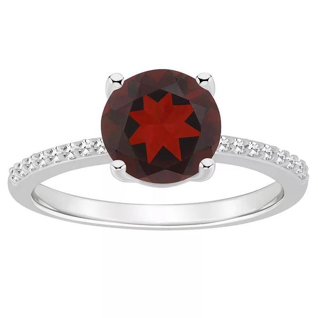 Macys Womens Garnet (2-1/2 ct.t.w.) and Diamond (1/10 ct.t.w.) Ring in Sterling Silver Product Image