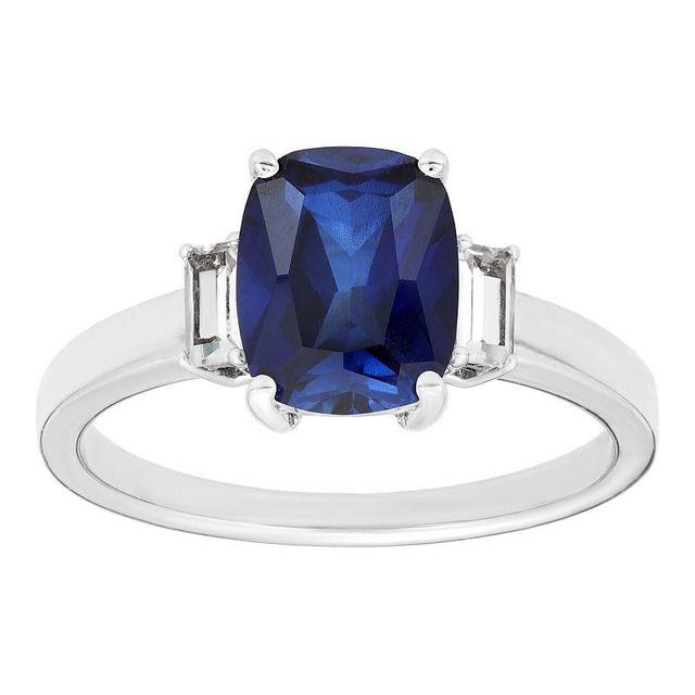 Gemminded Sterling Silver Lab-Created Sapphire & Lab Created White Sapphire Accent Ring, Womens Product Image