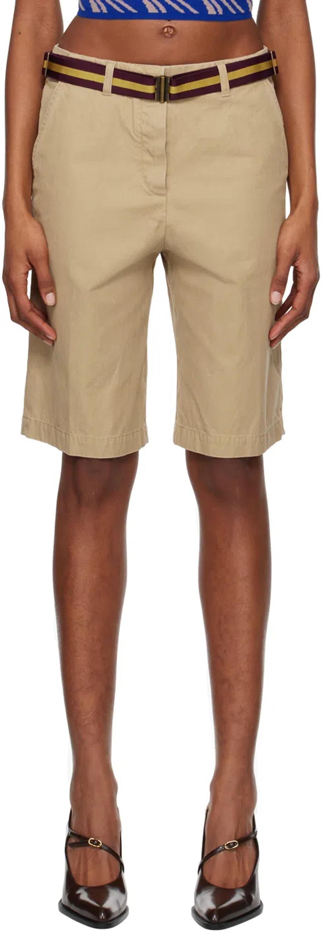 Pulian Belted Long Shorts In 103 Beige product image