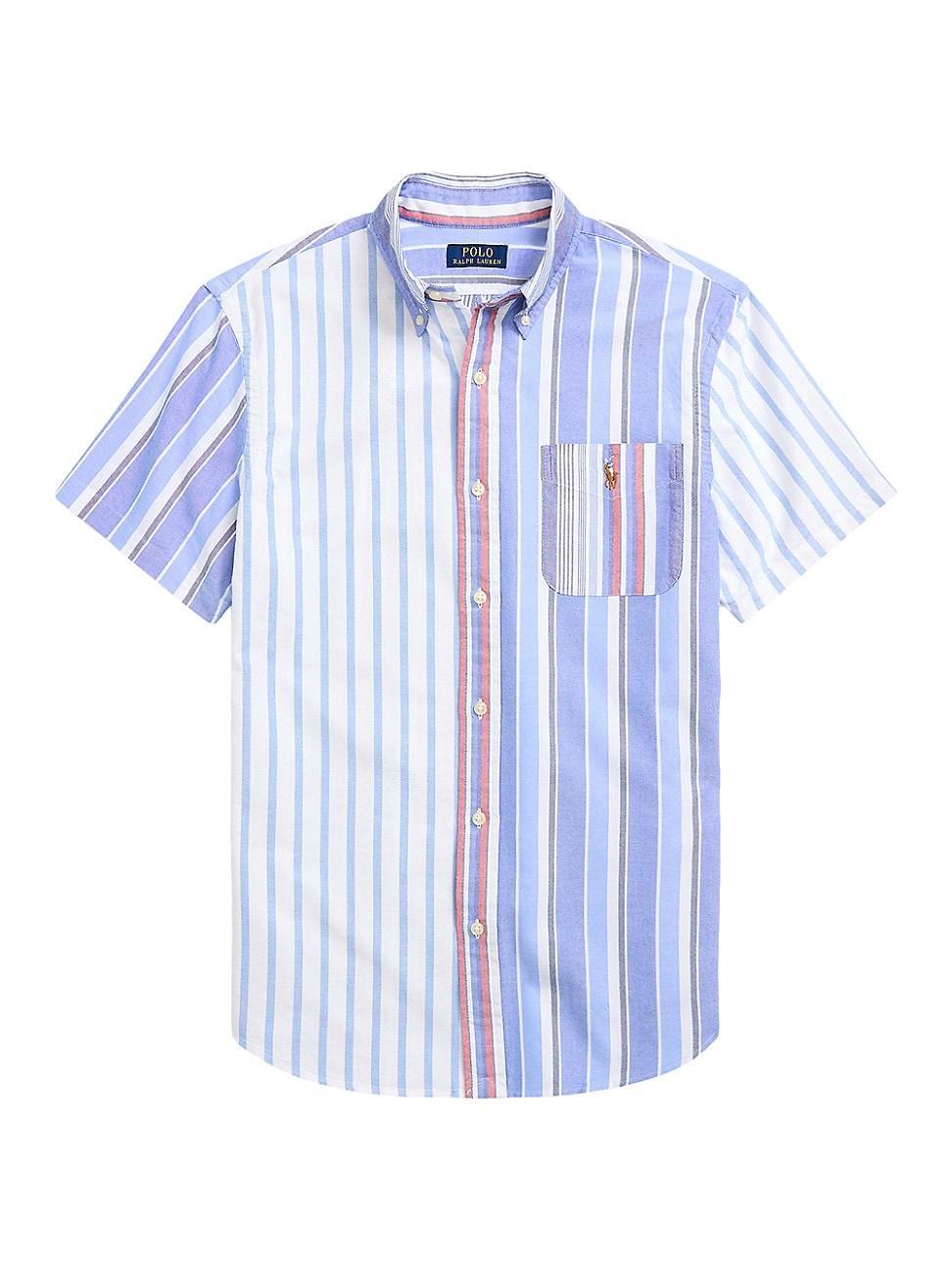 Mens Colorblocked Stripe Oxford Short-Sleeve Sport Shirt Product Image