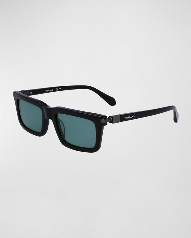 Mens Prisma Modified Acetate Rectangle Sunglasses, 53mm Product Image