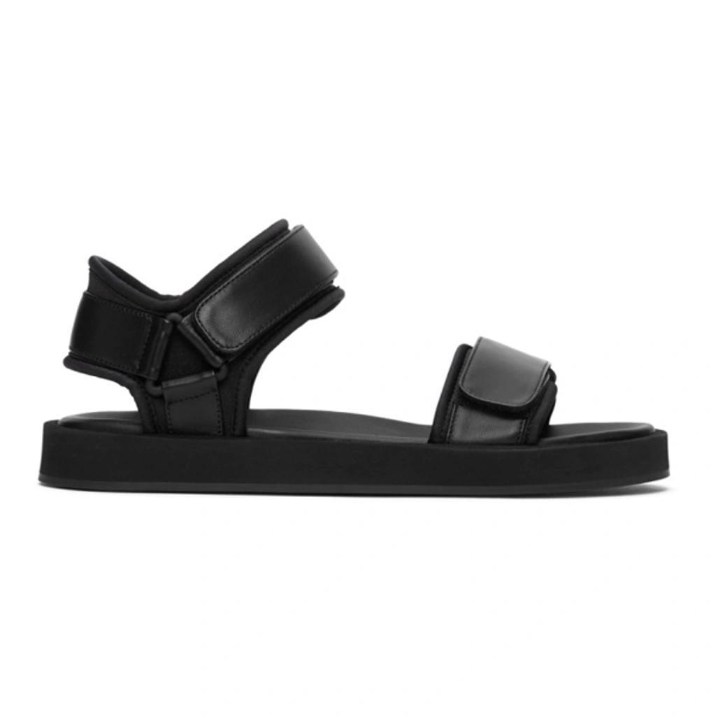 THE ROW Hook And Loop Nappa-leather Sandals In Black Product Image