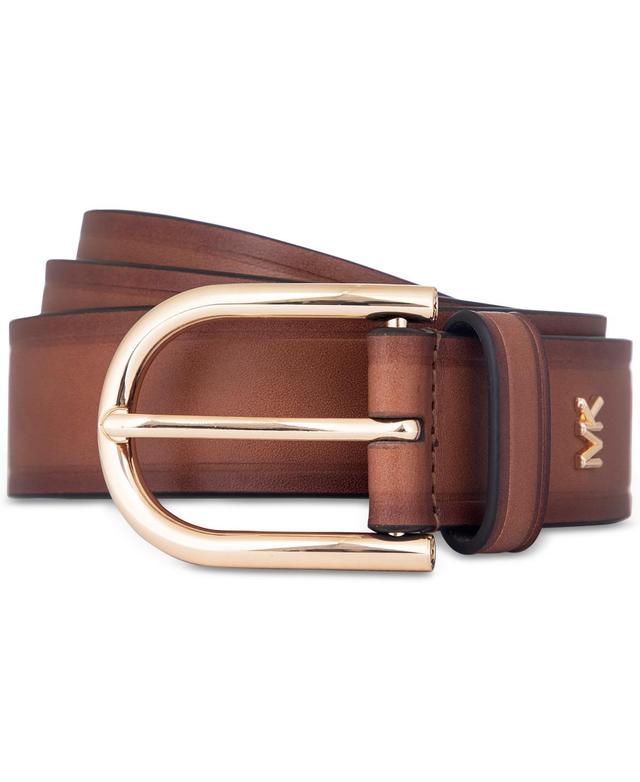 Michael Michael Kors Womens Gold-Tone-Buckle Leather Belt Product Image