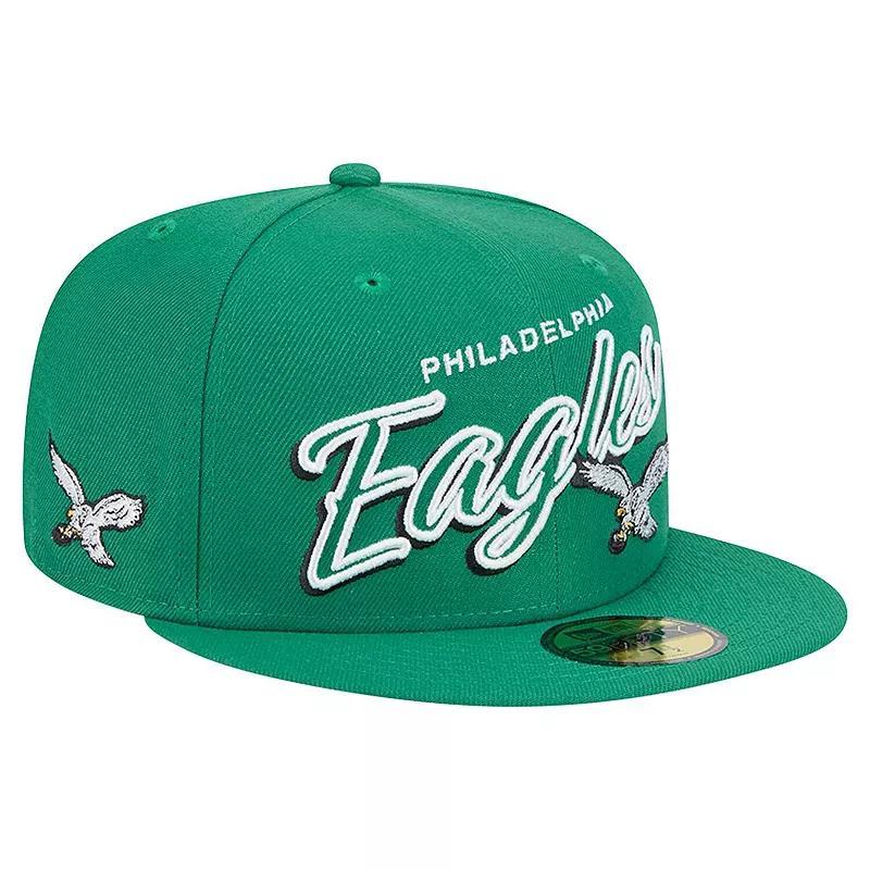 Mens New Era Kelly Philadelphia Eagles Throwback Script Sided 59FIFTY Fitted Hat Product Image