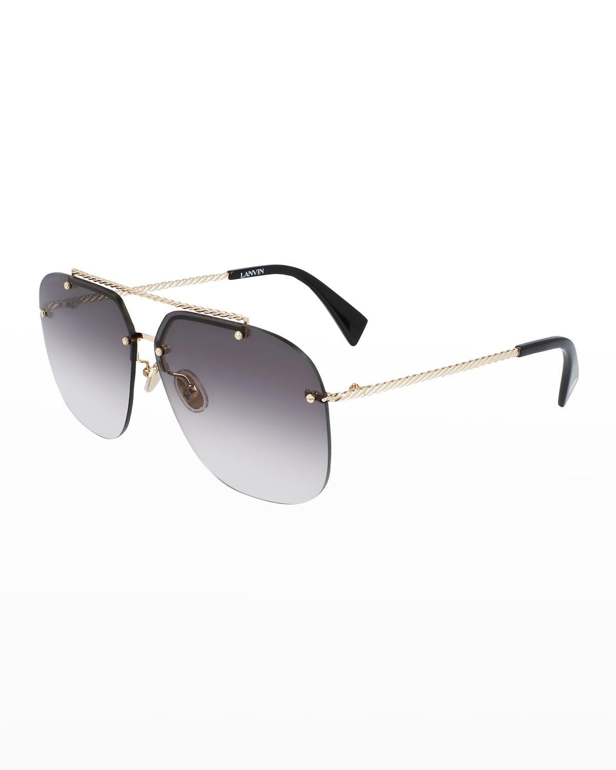 Babe Rimless Studded Metal Aviator Sunglasses Product Image