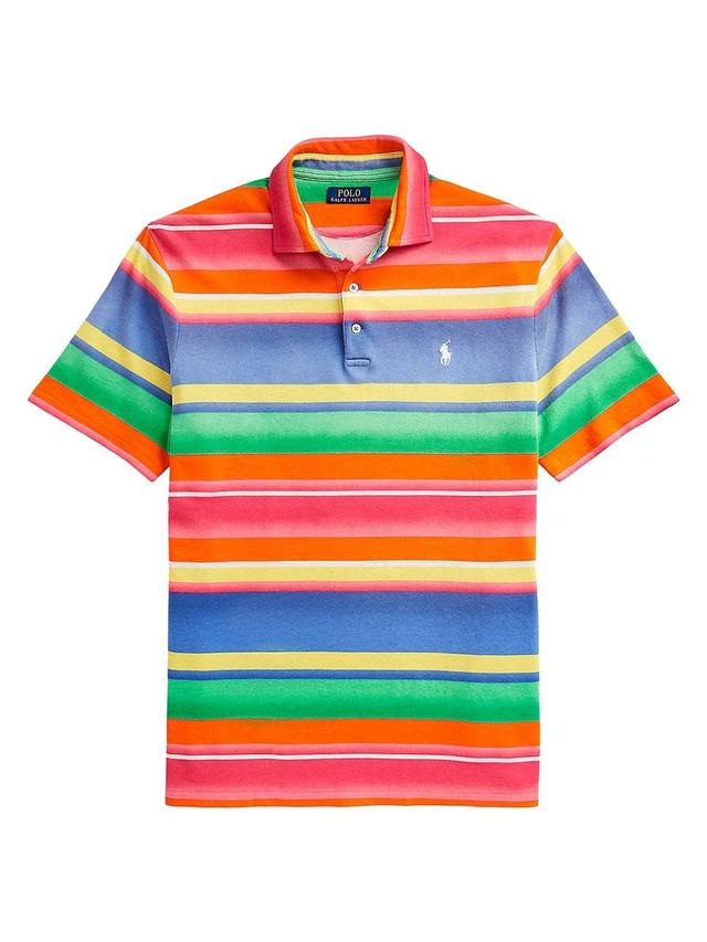 Mens Striped Cotton Polo Shirt Product Image