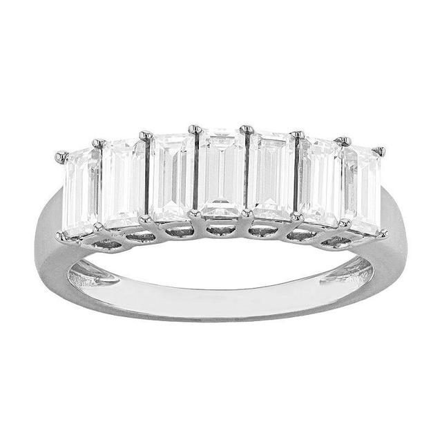 Radiant Fire 14k White Gold Lab-Created Moissanite Baguette Ring, Womens Product Image