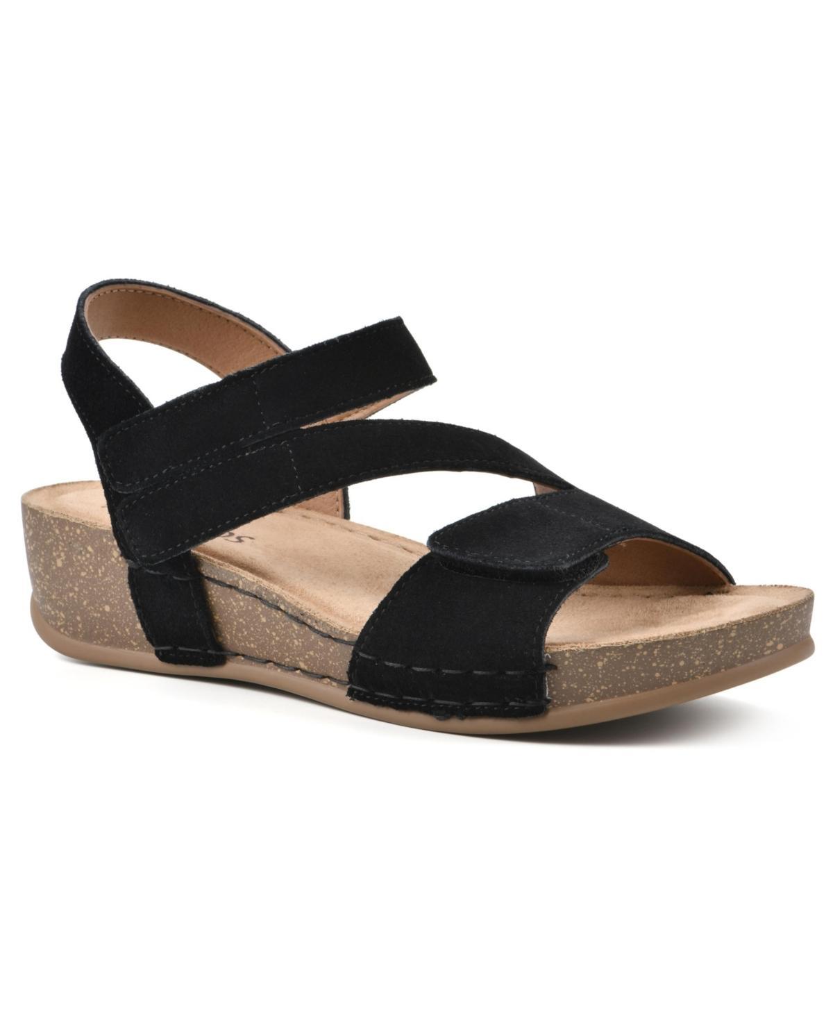 White Mountain Womens Fern Footbed Wedge Sandals - Black Product Image