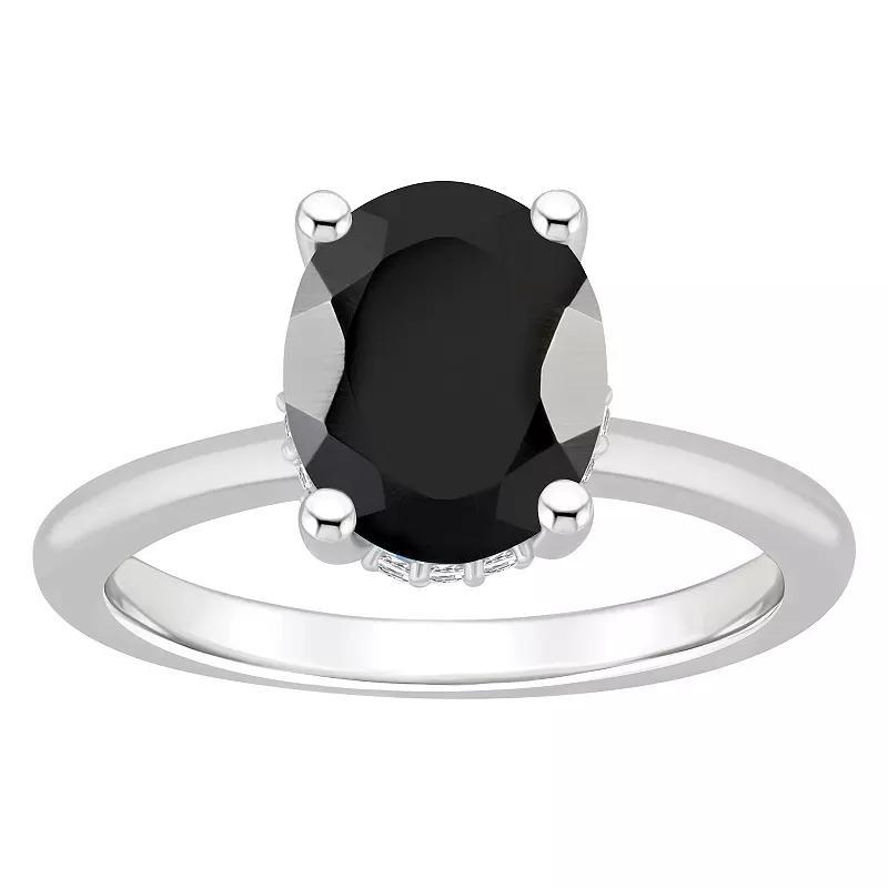 Alyson Layne Sterling Silver Oval Black Onyx Diamond Accent Ring, Womens Product Image