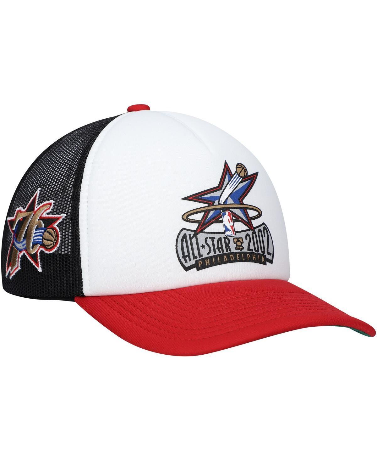 Mens Mitchell & Ness White Philadelphia 76ers Hardwood Classics Party Time Trucker Snapback Hat Product Image