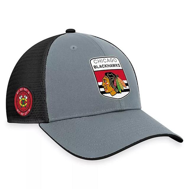 Mens Fanatics Branded  Gray/Black Chicago Blackhawks Authentic Pro Home Ice Trucker Adjustable Hat Product Image