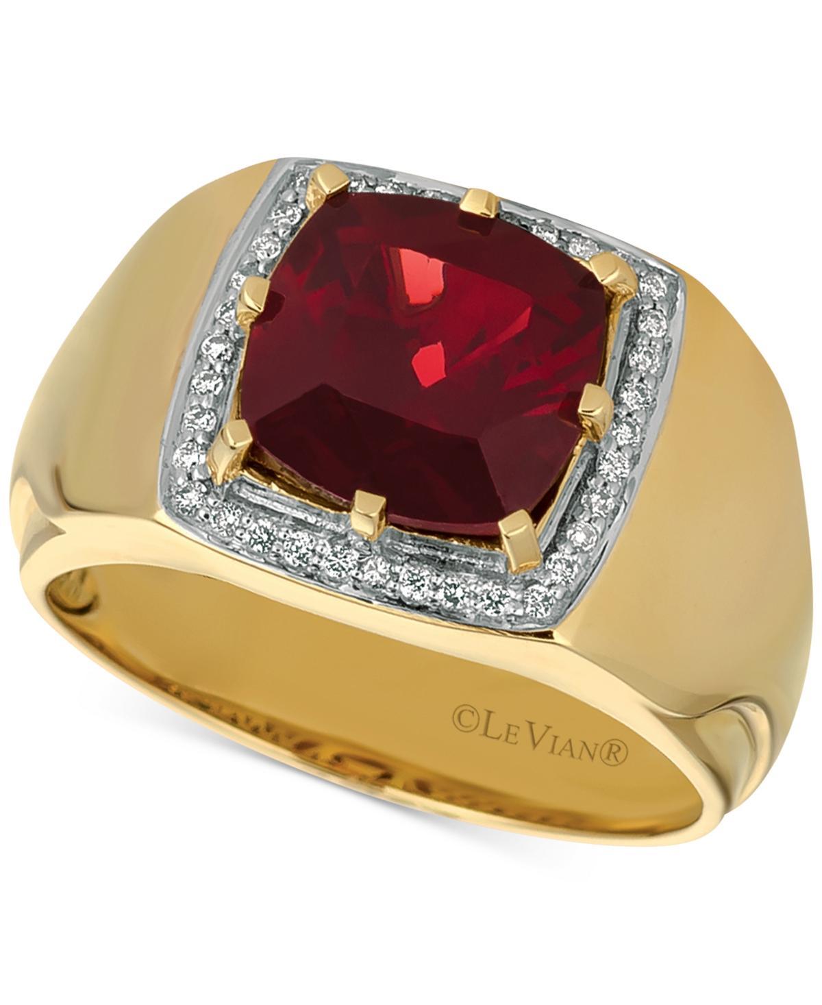 Le Vian Gents Mens Pomegranate Garnet (4-3/8 ct. t.w.) & Diamond (1/6 ct. t.w.) Ring in 14k Gold Product Image