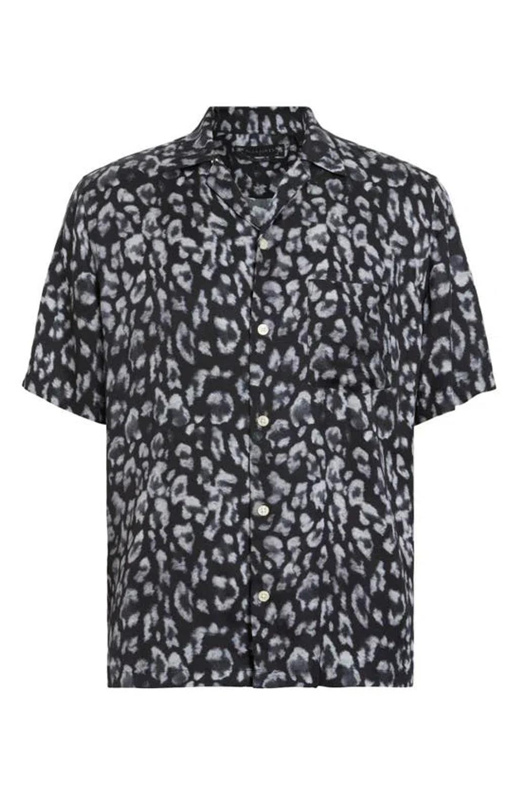 Leopaz Relaxed Fit Short Sleeve Camp Shirt In Black Product Image