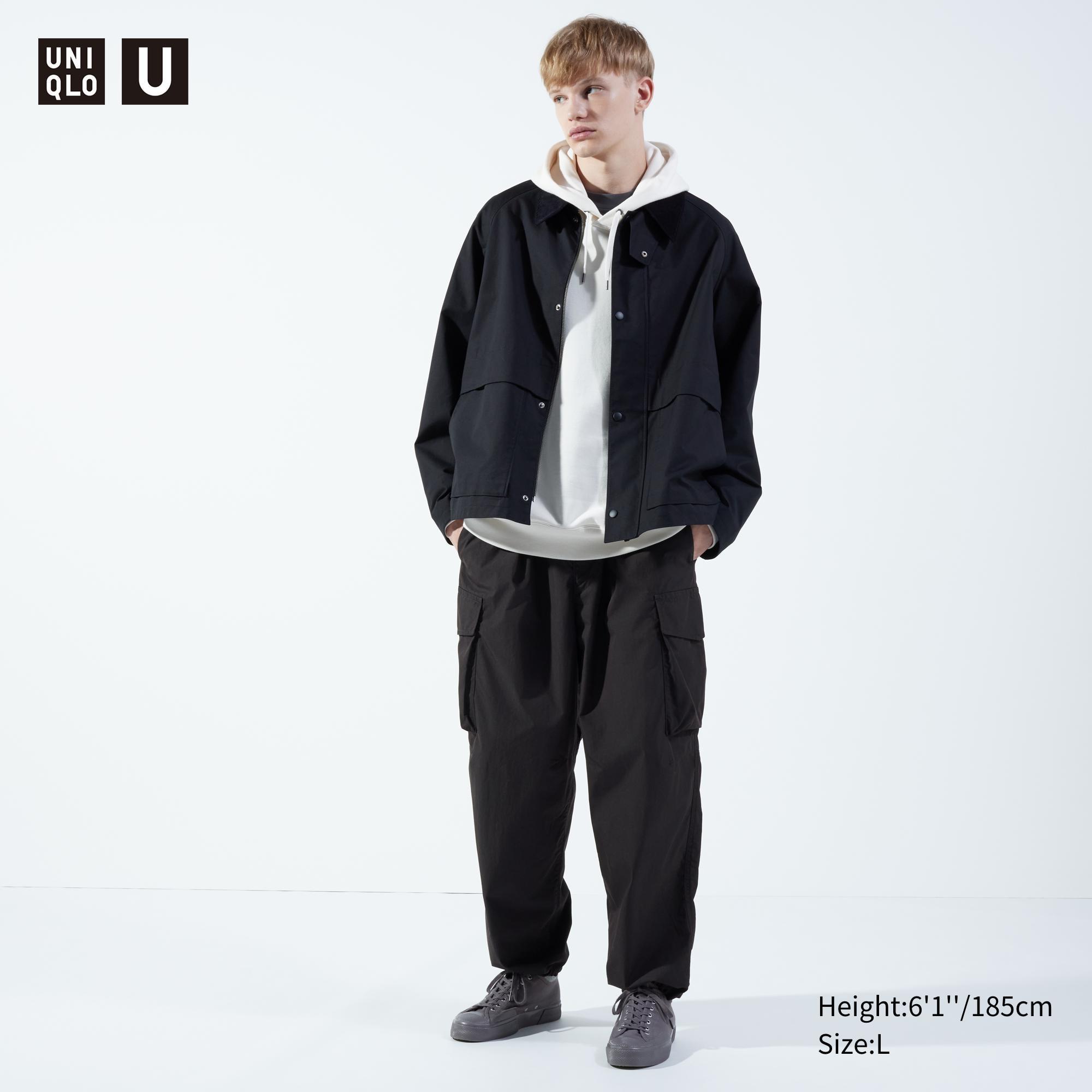 Mens Wide-Fit Parachute Cargo Pants Black Small UNIQLO US Product Image