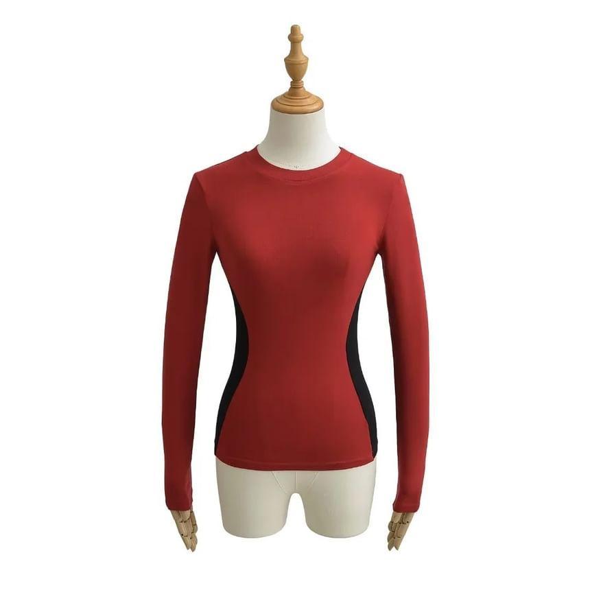 Long-Sleeve Crewneck Plain Tee Product Image