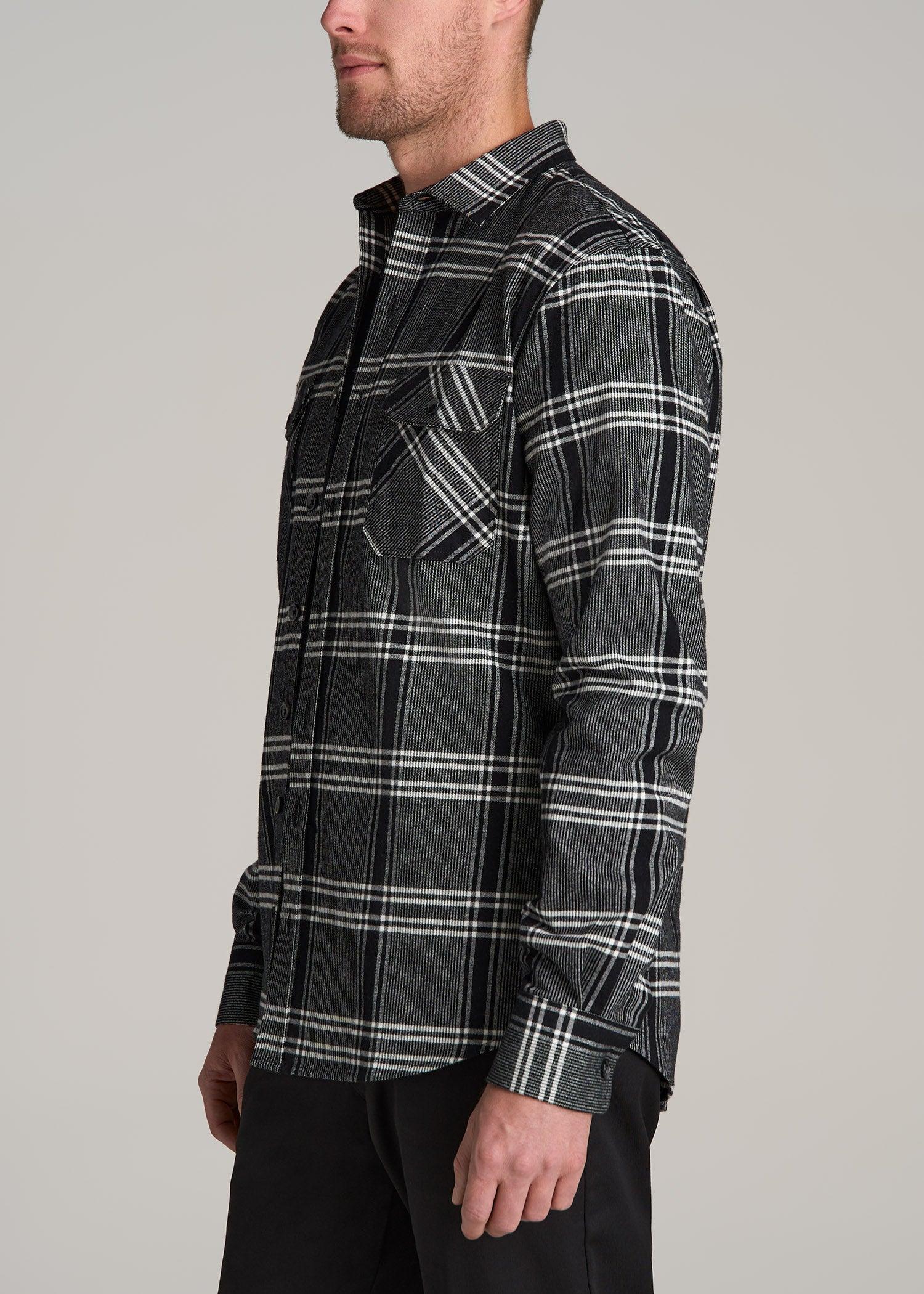 LJ&S Rugged Plaid Shirt Men's in Black and Light Grey Plaid Product Image