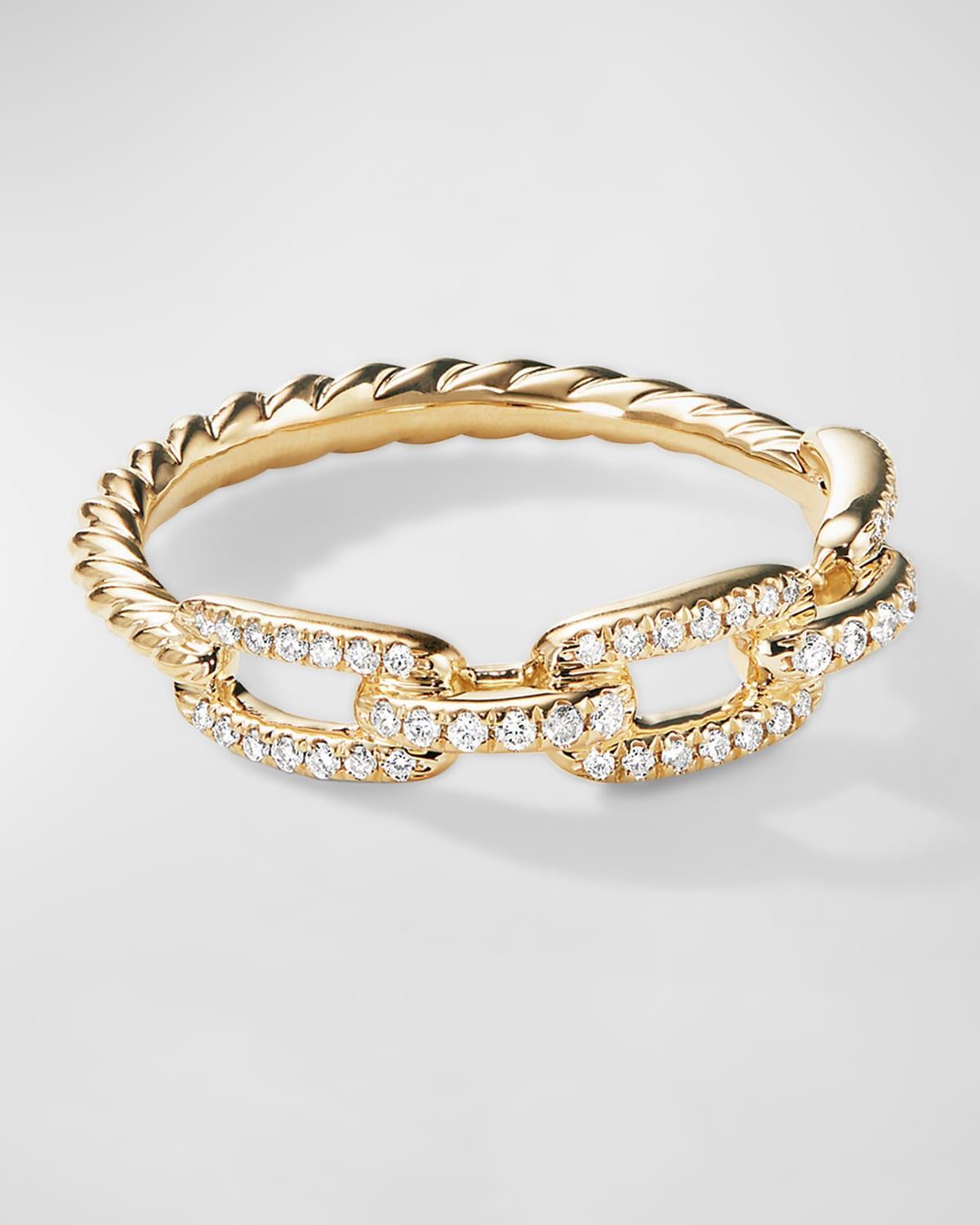 Womens Stax Chain Link Ring in 18K Yellow Gold with Pav Diamonds Product Image