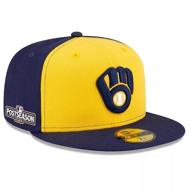 Mens New Era /Navy Milwaukee Brewers 2024 MLB Postseason Side Patch 59FIFTY Fitted Hat Product Image