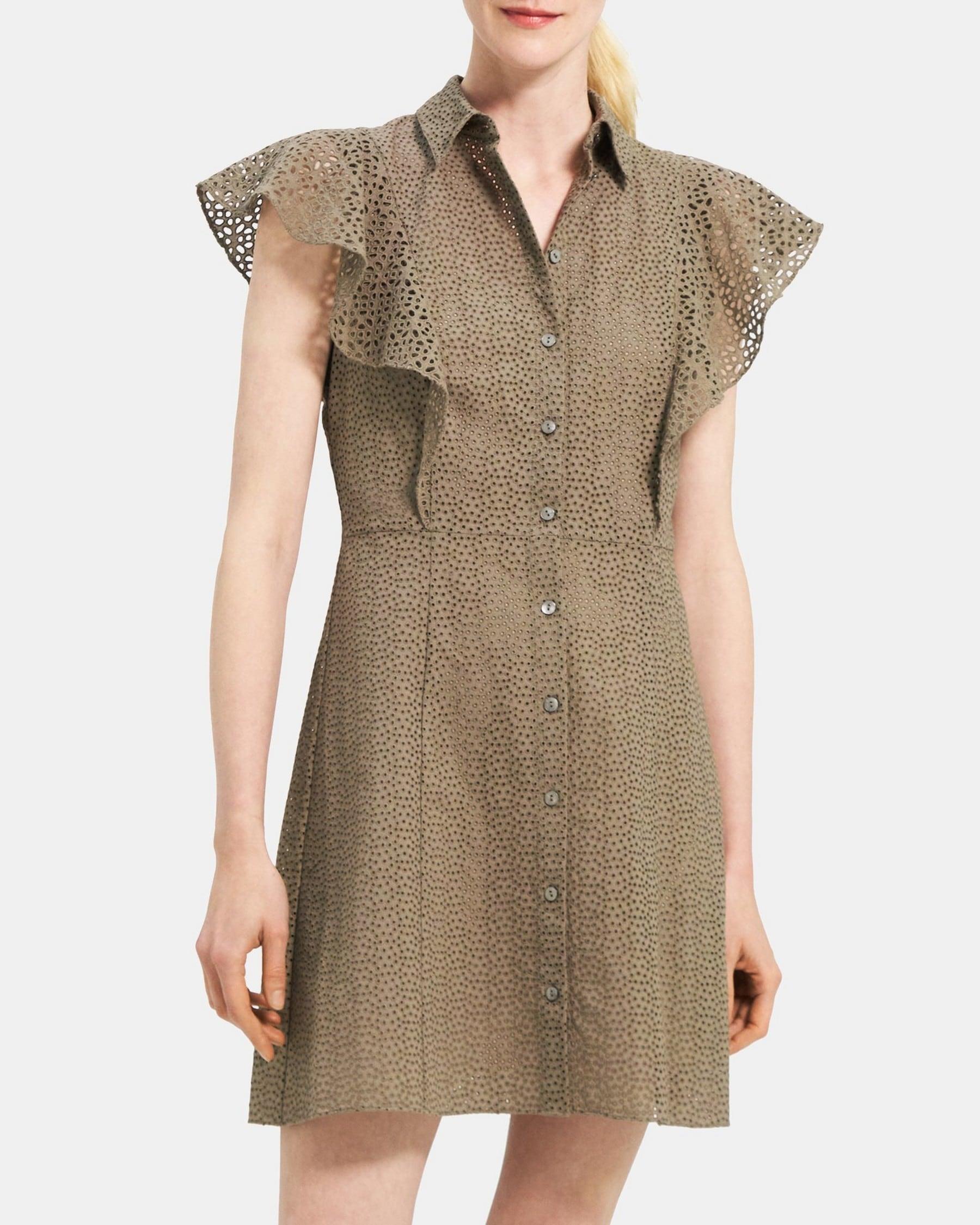 Ruffled Shirt Dress in Cotton Eyelet Product Image