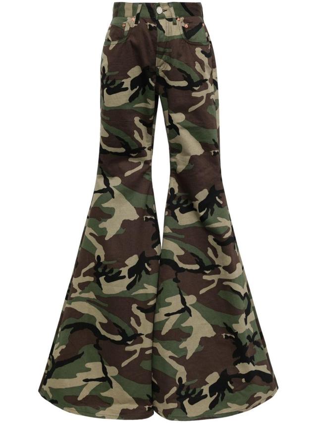 camouflage-print flared trousers Product Image