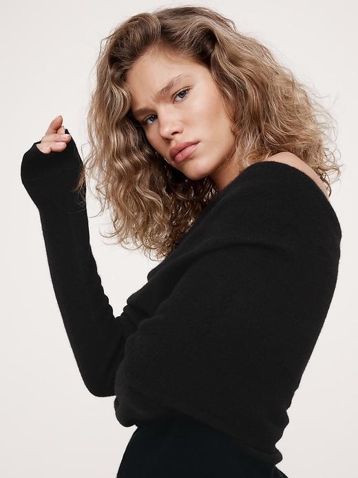 Lightweight Cashmere Off-Shoulder Sweater Product Image