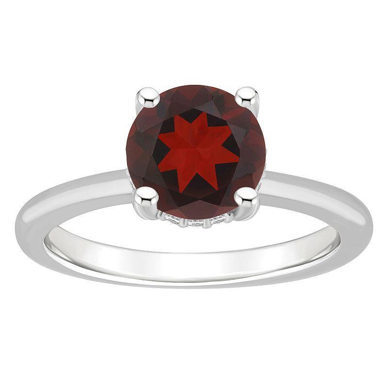 Alyson Layne 14k White Gold Round Garnet & Diamond Accent Ring, Womens Product Image