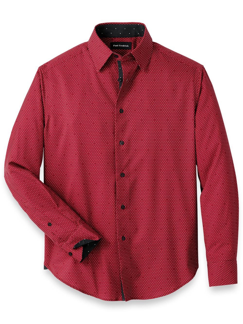 Polyester/spandex Dot Casual Shirt - Red Product Image