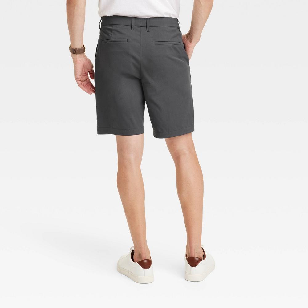 Mens 9 Flat Front Tech Chino Shorts - Goodfellow & Co Charcoal 28 Product Image